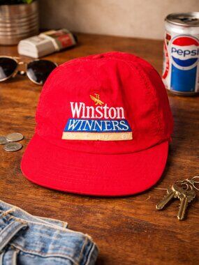 Vintage Winston Winners Snapback Hat Red USA Promo Cap Distressed